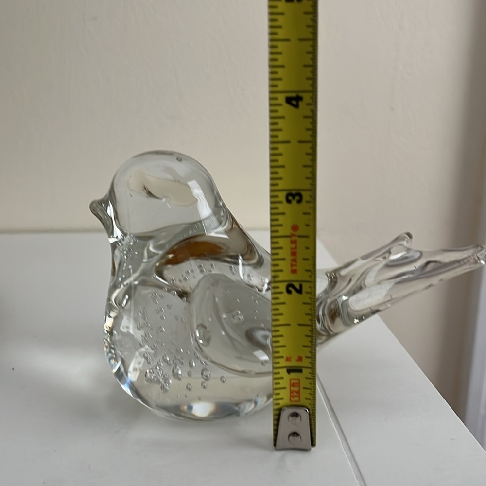 VINTAGE GLASS HAND BLOWN BIRD FIGURINE DECOR PAPER WEIGHT - Picture 7 of 7
